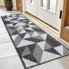 imageOLANLY Door Mat Indoor Entrance Washable 32x20 OdorFree LowProfile Front Back Geometric Doormat Absorbent Resist Dirt Entry Carpet Easy to Clean Sturdy Inside Floor Mats for Entryway BlackBlack