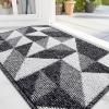 imageOLANLY Door Mat Indoor Entrance Washable 32x20 OdorFree LowProfile Front Back Geometric Doormat Absorbent Resist Dirt Entry Carpet Easy to Clean Sturdy Inside Floor Mats for Entryway BlackBlack
