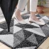 imageOLANLY Door Mat Indoor Entrance Washable 32x20 OdorFree LowProfile Front Back Geometric Doormat Absorbent Resist Dirt Entry Carpet Easy to Clean Sturdy Inside Floor Mats for Entryway BlackBlack
