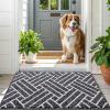 imageOLANLY Indoor Door Mat 32x20 Inch Dirt Resistant and Absorbent NonSlip Rubber Backing Floor Mats Easy Clean LowProfile Doormat for Entryway Front Door and Inside Entrance GreyBlack