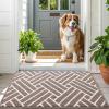 imageOLANLY Indoor Door Mat 32x20 Inch Dirt Resistant and Absorbent NonSlip Rubber Backing Floor Mats Easy Clean LowProfile Doormat for Entryway Front Door and Inside Entrance GreyBrown