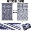 imageOLANLY Outdoor Rug Waterproof 5x8 ft Clearance Reversible Outdoor Plastic Straw Rug with Floral Pattern RV Mat for Patio Camping Balcony Deck Backyard Black ampamp WhiteNavy Blue  White