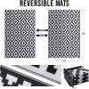 imageOLANLY Waterproof Outdoor Rug 9x12 ft Outdoor Plastic Straw Rug for Camping RV Mat Outside Outdoor Carpet for Porch Deck Backyard Balcony Picnic Grey ampamp WhiteBlack  White