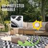 imageOLANLY Waterproof Outdoor Rug 9x12 ft Outdoor Plastic Straw Rug for Camping RV Mat Outside Outdoor Carpet for Porch Deck Backyard Balcony Picnic Grey ampamp WhiteBlack  White