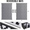 imageOLANLY Waterproof Outdoor Rug 9x12 ft Outdoor Plastic Straw Rug for Camping RV Mat Outside Outdoor Carpet for Porch Deck Backyard Balcony Picnic Grey ampamp WhiteBlack  White