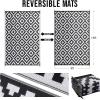 imageOLANLY Waterproof Outdoor Rug 9x12 ft Outdoor Plastic Straw Rug for Camping RV Mat Outside Outdoor Carpet for Porch Deck Backyard Balcony Picnic Grey ampamp WhiteBlack  White