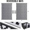 imageOLANLY Waterproof Outdoor Rug 9x12 ft Outdoor Plastic Straw Rug for Camping RV Mat Outside Outdoor Carpet for Porch Deck Backyard Balcony Picnic Grey ampamp WhiteBlack  White