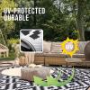 imageOLANLY Waterproof Outdoor Rug 9x12 ft Outdoor Plastic Straw Rug for Camping RV Mat Outside Outdoor Carpet for Porch Deck Backyard Balcony Picnic Grey ampamp WhiteBlack  White