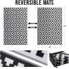 imageOLANLY Waterproof Outdoor Rug 9x12 ft Outdoor Plastic Straw Rug for Camping RV Mat Outside Outdoor Carpet for Porch Deck Backyard Balcony Picnic Grey ampamp WhiteBlack  White