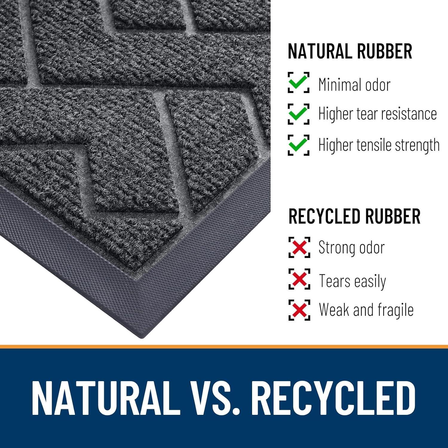 imageOLANLY Front Door Mat Indoor Outdoor Entrance Waterproof AllSeason AllWeather Welcome Doormat Sturdy Natural Rubber Low Profile Easy Clean Patio Porch Entryway Outside Floor Mat 295x17 BlackGrey