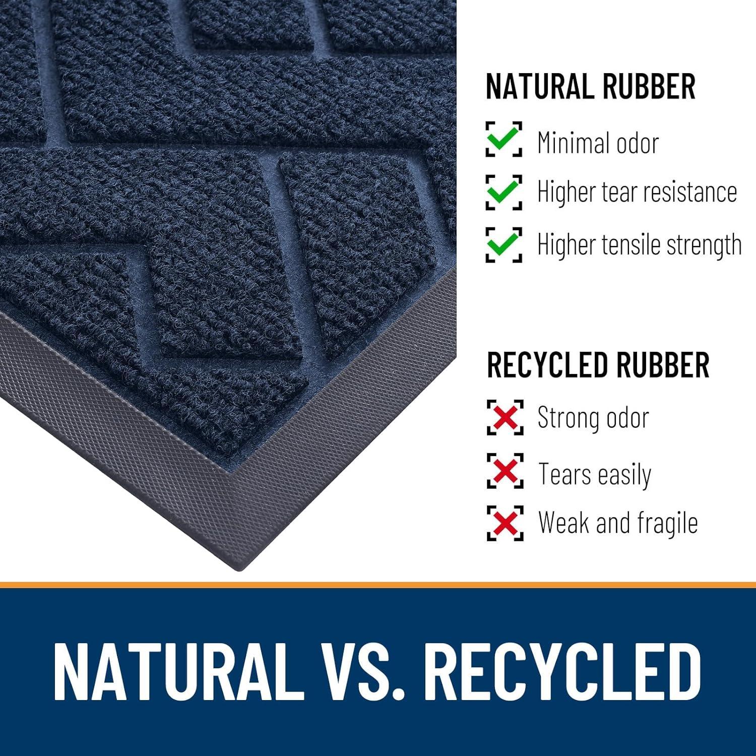 imageOLANLY Front Door Mat Indoor Outdoor Entrance Waterproof AllSeason AllWeather Welcome Doormat Sturdy Natural Rubber Low Profile Easy Clean Patio Porch Entryway Outside Floor Mat 295x17 BlackBlue
