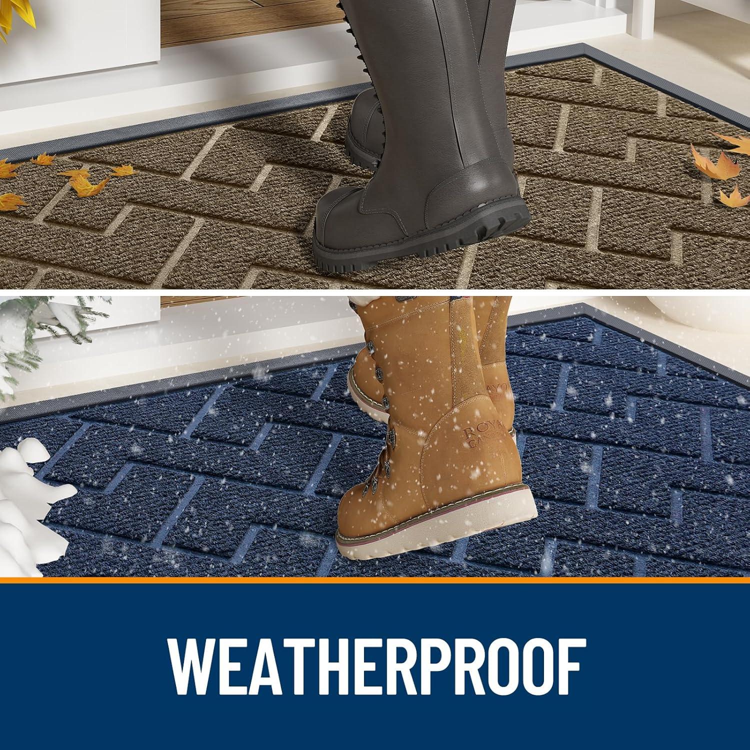 imageOLANLY Front Door Mat Indoor Outdoor Entrance Waterproof AllSeason AllWeather Welcome Doormat Sturdy Natural Rubber Low Profile Easy Clean Patio Porch Entryway Outside Floor Mat 295x17 BlackWine Red
