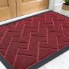 imageOLANLY Front Door Mat Indoor Outdoor Entrance Waterproof AllSeason AllWeather Welcome Doormat Sturdy Natural Rubber Low Profile Easy Clean Patio Porch Entryway Outside Floor Mat 295x17 BlackWine Red