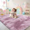 imageOLANLY Area Rugs for Living Room Bedroom Machine Washable 4x59 Feet Soft Fluffy Shaggy Bedside Rug Indoor Floor Carpet for Kids Girls and Boys Dorms Nursery Room Home Decor Aesthetic RainbowDusty Pink Tiedye