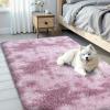imageOLANLY Area Rugs for Living Room Bedroom Machine Washable 4x59 Feet Soft Fluffy Shaggy Bedside Rug Indoor Floor Carpet for Kids Girls and Boys Dorms Nursery Room Home Decor Aesthetic RainbowDusty Pink Tiedye