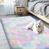 imageOLANLY Area Rugs for Living Room Bedroom Machine Washable 4x59 Feet Soft Fluffy Shaggy Bedside Rug Indoor Floor Carpet for Kids Girls and Boys Dorms Nursery Room Home Decor Aesthetic RainbowRainbow