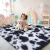 imageOLANLY Area Rugs for Living Room Bedroom Machine Washable 4x59 Feet Soft Fluffy Shaggy Bedside Rug Indoor Floor Carpet for Kids Girls and Boys Dorms Nursery Room Home Decor Aesthetic RainbowBlackwhite Tiedye