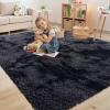 imageOLANLY Area Rugs for Living Room Bedroom Machine Washable 4x59 Feet Soft Fluffy Shaggy Bedside Rug Indoor Floor Carpet for Kids Girls and Boys Dorms Nursery Room Home Decor Aesthetic RainbowDeep Grey Tiedye