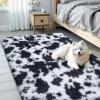 imageOLANLY Area Rugs for Living Room Bedroom Machine Washable 4x59 Feet Soft Fluffy Shaggy Bedside Rug Indoor Floor Carpet for Kids Girls and Boys Dorms Nursery Room Home Decor Aesthetic RainbowBlackwhite Tiedye