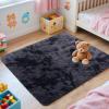 imageOLANLY Area Rugs for Living Room Bedroom Machine Washable 4x59 Feet Soft Fluffy Shaggy Bedside Rug Indoor Floor Carpet for Kids Girls and Boys Dorms Nursery Room Home Decor Aesthetic RainbowDeep Grey Tiedye
