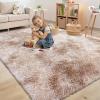 imageOLANLY Area Rugs for Living Room Bedroom Machine Washable 4x59 Feet Soft Fluffy Shaggy Bedside Rug Indoor Floor Carpet for Kids Girls and Boys Dorms Nursery Room Home Decor Aesthetic RainbowBeige Tiedye