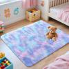 imageOLANLY Area Rugs for Living Room Bedroom Machine Washable 4x59 Feet Soft Fluffy Shaggy Bedside Rug Indoor Floor Carpet for Kids Girls and Boys Dorms Nursery Room Home Decor Aesthetic RainbowPurple Rainbow