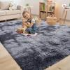 imageOLANLY Area Rugs for Living Room Bedroom Machine Washable 4x59 Feet Soft Fluffy Shaggy Bedside Rug Indoor Floor Carpet for Kids Girls and Boys Dorms Nursery Room Home Decor Aesthetic RainbowLight Grey Tiedye