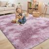 imageOLANLY Area Rugs for Living Room Bedroom Machine Washable 4x59 Feet Soft Fluffy Shaggy Bedside Rug Indoor Floor Carpet for Kids Girls and Boys Dorms Nursery Room Home Decor Aesthetic RainbowDusty Pink Tiedye