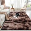 imageOLANLY Area Rugs for Living Room Bedroom Machine Washable 4x59 Feet Soft Fluffy Shaggy Bedside Rug Indoor Floor Carpet for Kids Girls and Boys Dorms Nursery Room Home Decor Aesthetic RainbowCoffee Tiedye