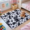 imageOLANLY Area Rugs for Living Room Bedroom Machine Washable 4x59 Feet Soft Fluffy Shaggy Bedside Rug Indoor Floor Carpet for Kids Girls and Boys Dorms Nursery Room Home Decor Aesthetic RainbowBlackwhite Tiedye