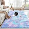 imageOLANLY Area Rugs for Living Room Bedroom Machine Washable 4x59 Feet Soft Fluffy Shaggy Bedside Rug Indoor Floor Carpet for Kids Girls and Boys Dorms Nursery Room Home Decor Aesthetic RainbowPurple Rainbow
