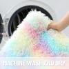 imageOLANLY Area Rugs for Living Room Bedroom Machine Washable 4x59 Feet Soft Fluffy Shaggy Bedside Rug Indoor Floor Carpet for Kids Girls and Boys Dorms Nursery Room Home Decor Aesthetic RainbowRainbow