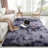 imageOLANLY Area Rugs for Living Room Bedroom Machine Washable 4x59 Feet Soft Fluffy Shaggy Bedside Rug Indoor Floor Carpet for Kids Girls and Boys Dorms Nursery Room Home Decor Aesthetic RainbowLight Grey Tiedye