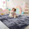 imageOLANLY Area Rugs for Living Room Bedroom Machine Washable 4x59 Feet Soft Fluffy Shaggy Bedside Rug Indoor Floor Carpet for Kids Girls and Boys Dorms Nursery Room Home Decor Aesthetic RainbowLight Grey Tiedye