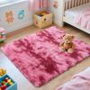 imageOLANLY Area Rugs for Living Room Bedroom Machine Washable 4x59 Feet Soft Fluffy Shaggy Bedside Rug Indoor Floor Carpet for Kids Girls and Boys Dorms Nursery Room Home Decor Aesthetic RainbowPink Tiedye