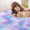 imageOLANLY Rainbow Round Rugs for Bedroom  Machine Washable 4x4 Feet Circle Area Rugs for Living Room Soft and Fluffy Shaggy Carpet for Teen Girls and Boys Nursery Rooms Dorms Home Decor AestheticPurple Rainbow