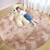 imageOLANLY Rainbow Round Rugs for Bedroom  Machine Washable 4x4 Feet Circle Area Rugs for Living Room Soft and Fluffy Shaggy Carpet for Teen Girls and Boys Nursery Rooms Dorms Home Decor AestheticBeige Tiedye