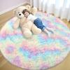 imageOLANLY Rainbow Round Rugs for Bedroom  Machine Washable 4x4 Feet Circle Area Rugs for Living Room Soft and Fluffy Shaggy Carpet for Teen Girls and Boys Nursery Rooms Dorms Home Decor AestheticRainbow