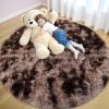 imageOLANLY Rainbow Round Rugs for Bedroom  Machine Washable 4x4 Feet Circle Area Rugs for Living Room Soft and Fluffy Shaggy Carpet for Teen Girls and Boys Nursery Rooms Dorms Home Decor AestheticCoffee Tiedye