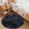 imageOLANLY Rainbow Round Rugs for Bedroom  Machine Washable 4x4 Feet Circle Area Rugs for Living Room Soft and Fluffy Shaggy Carpet for Teen Girls and Boys Nursery Rooms Dorms Home Decor AestheticDeep Grey Tiedye