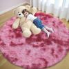 imageOLANLY Rainbow Round Rugs for Bedroom  Machine Washable 4x4 Feet Circle Area Rugs for Living Room Soft and Fluffy Shaggy Carpet for Teen Girls and Boys Nursery Rooms Dorms Home Decor AestheticPink Tiedye