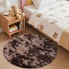 imageOLANLY Rainbow Round Rugs for Bedroom  Machine Washable 4x4 Feet Circle Area Rugs for Living Room Soft and Fluffy Shaggy Carpet for Teen Girls and Boys Nursery Rooms Dorms Home Decor AestheticCoffee Tiedye