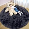 imageOLANLY Rainbow Round Rugs for Bedroom  Machine Washable 4x4 Feet Circle Area Rugs for Living Room Soft and Fluffy Shaggy Carpet for Teen Girls and Boys Nursery Rooms Dorms Home Decor AestheticDeep Grey Tiedye
