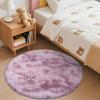 imageOLANLY Rainbow Round Rugs for Bedroom  Machine Washable 4x4 Feet Circle Area Rugs for Living Room Soft and Fluffy Shaggy Carpet for Teen Girls and Boys Nursery Rooms Dorms Home Decor AestheticDusty Pink Tiedye