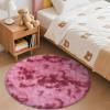 imageOLANLY Rainbow Round Rugs for Bedroom  Machine Washable 4x4 Feet Circle Area Rugs for Living Room Soft and Fluffy Shaggy Carpet for Teen Girls and Boys Nursery Rooms Dorms Home Decor AestheticPink Tiedye