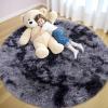 imageOLANLY Rainbow Round Rugs for Bedroom  Machine Washable 4x4 Feet Circle Area Rugs for Living Room Soft and Fluffy Shaggy Carpet for Teen Girls and Boys Nursery Rooms Dorms Home Decor AestheticLight Grey Tiedye