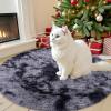 imageOLANLY Rainbow Round Rugs for Bedroom  Machine Washable 4x4 Feet Circle Area Rugs for Living Room Soft and Fluffy Shaggy Carpet for Teen Girls and Boys Nursery Rooms Dorms Home Decor AestheticLight Grey Tiedye