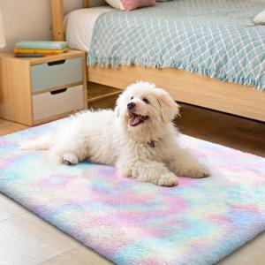 imageOLANLY Area Rugs for Living Room Bedroom Machine Washable 4x59 Feet Soft Fluffy Shaggy Bedside Rug Indoor Floor Carpet for Kids Girls and Boys Dorms Nursery Room Home Decor Aesthetic RainbowRainbow