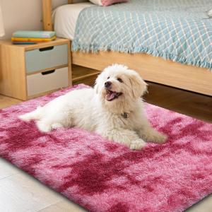imageOLANLY Area Rugs for Living Room Bedroom Machine Washable 4x59 Feet Soft Fluffy Shaggy Bedside Rug Indoor Floor Carpet for Kids Girls and Boys Dorms Nursery Room Home Decor Aesthetic RainbowPink Tiedye