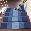imageOLANLY Stair Treads Non Slip 15PCS 8quot x 30quot Indoor Stair Runners for Wooden Steps Edging Stair Rugs with Reusable Peel and Stick Adhesive for Kids Elders and Pets BlackNavy